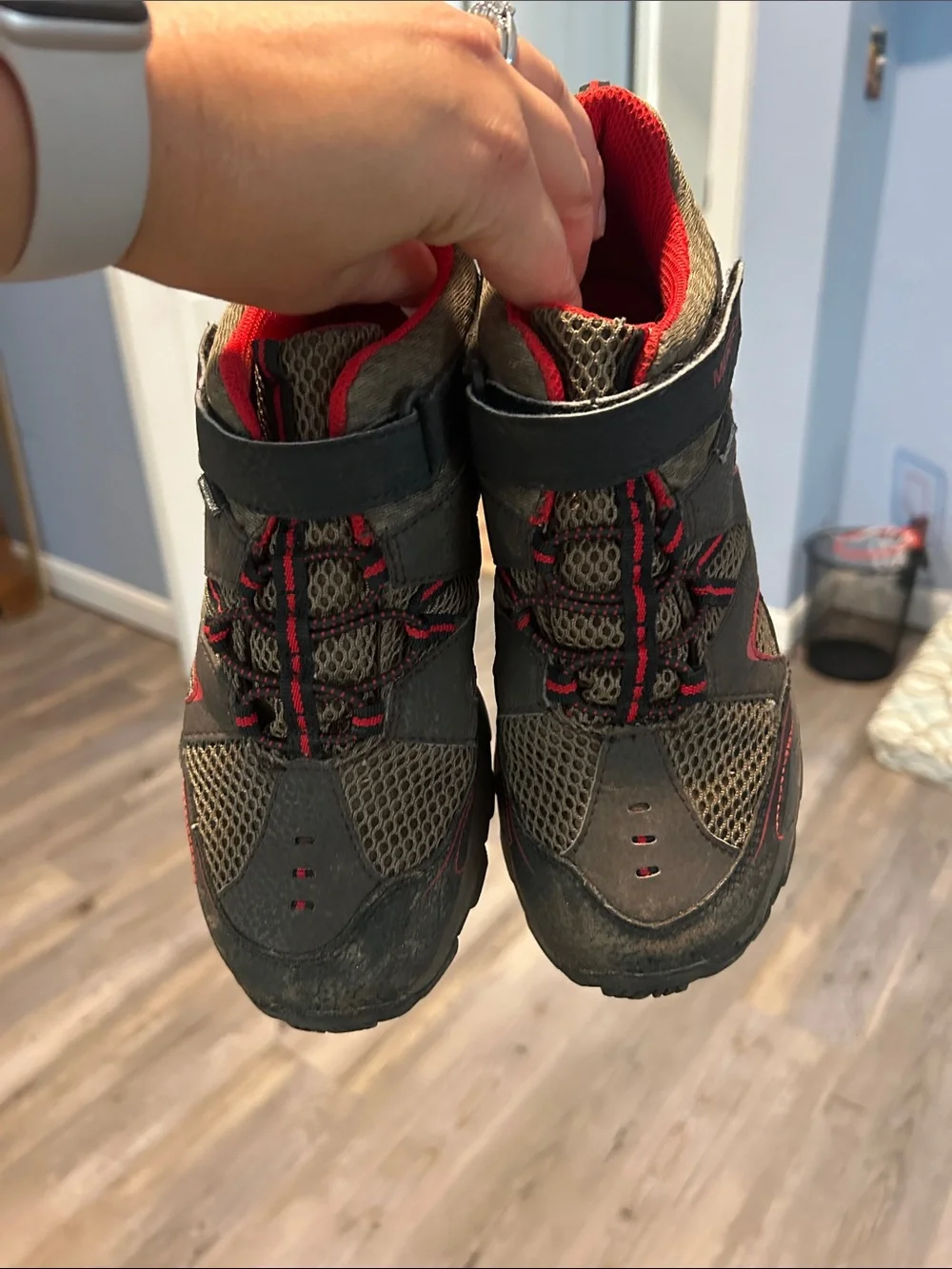 Merrell Kids Gray and Red Hiking Boots